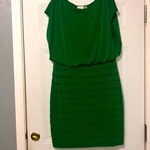 Aa Studio Emerald Green Layered Mini Dress